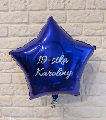 Balon personalizowany gwiazdka 45cm 19 lat Karoliny