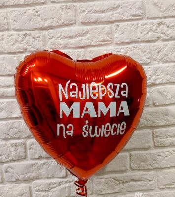 Balon personalizowany serce 45cm Najlepsza Mama na świecie