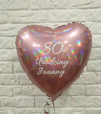 Balon personalizowany serce rainbow 45cm 80 urodziny Joanny