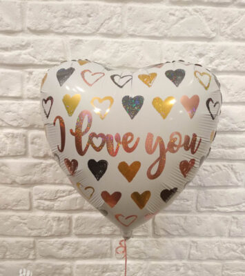Balon serce 45 cm I Love You brokatowe