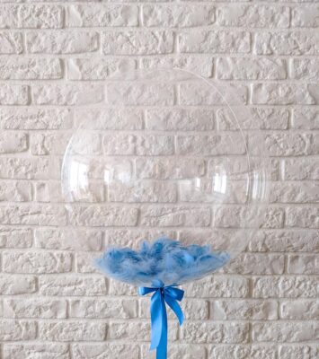 Balon bubble niebieskie piórka