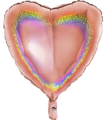 Balon 90 cm serce rose gold brokatowe