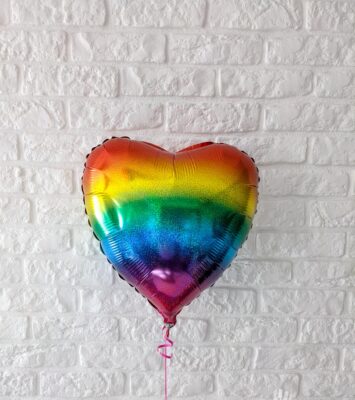 Balon 45cm serce tęcza holograficzne